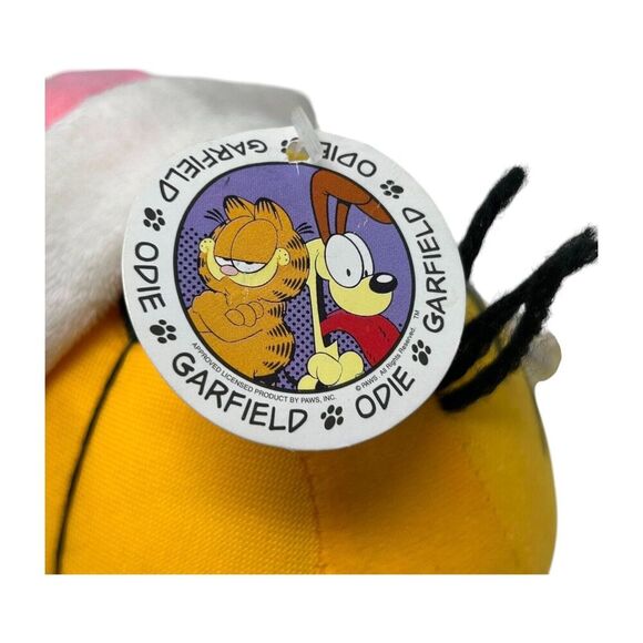 Garfield Pink Christmas Holiday Plush Toy With Santa Hat & Scarf Window Cling - Picture 14 of 16